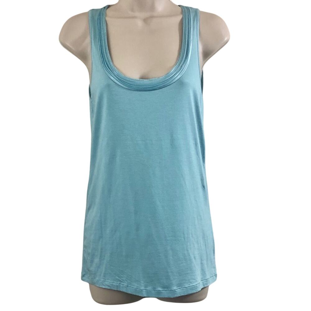 Banana Republic Light Turquoise Sleeveless Tank top Ruffled Scoop Neckline